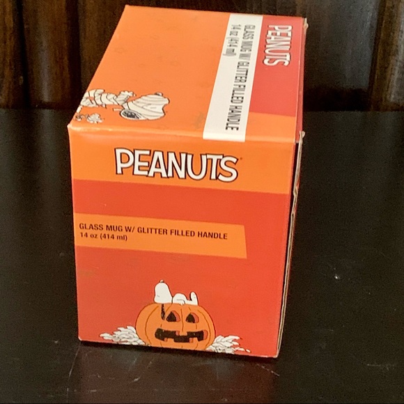 Peanuts 14oz Glass Halloween Mug - Snoopy Woodstock Jack O’ Lantern Candy Corn - Picture 7 of 9